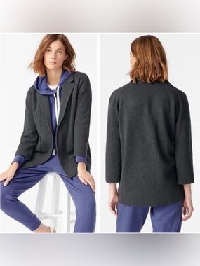 J.Crew Sophie Blazer Merino Wool Charcoal Gray 3/4 Sleeve Size M